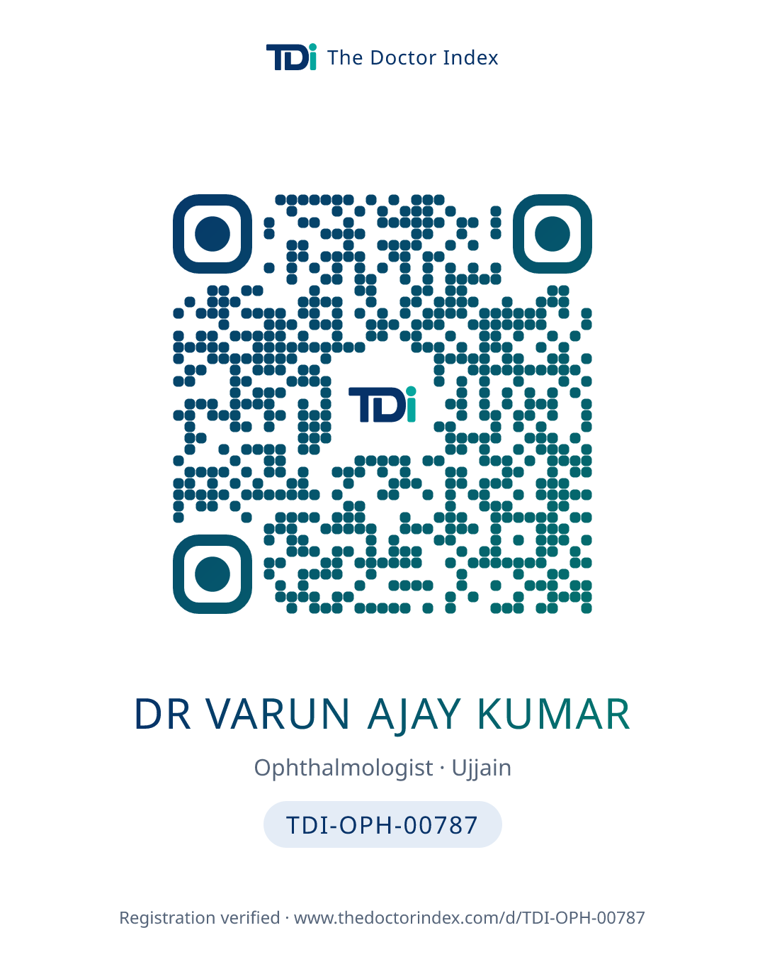 QR card for Dr Varun Ajay Kumar, TDI-OPH-00787