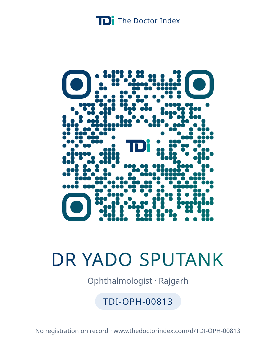 QR card for Dr Yado Sputank, TDI-OPH-00813
