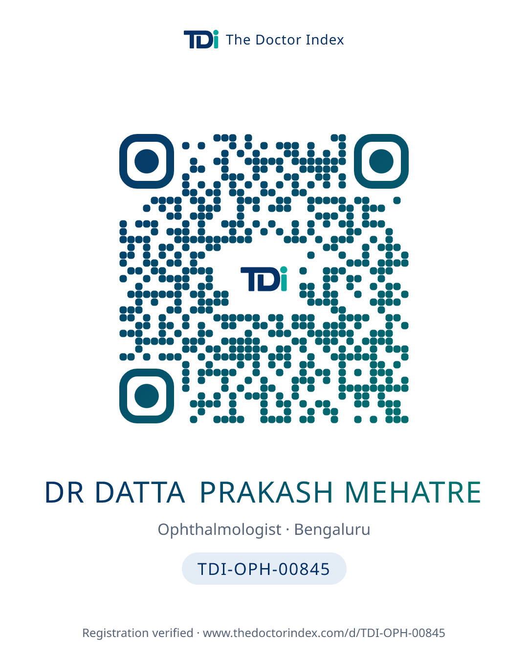 QR card for Dr Datta Prakash Mehatre, TDI-OPH-00845