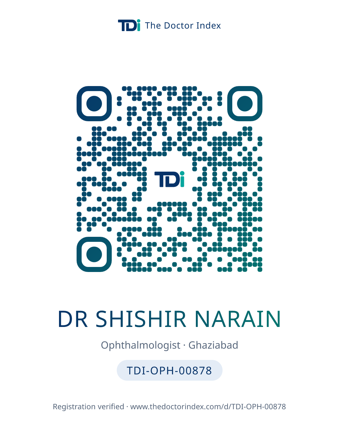 QR card for Dr Shishir Narain, TDI-OPH-00878