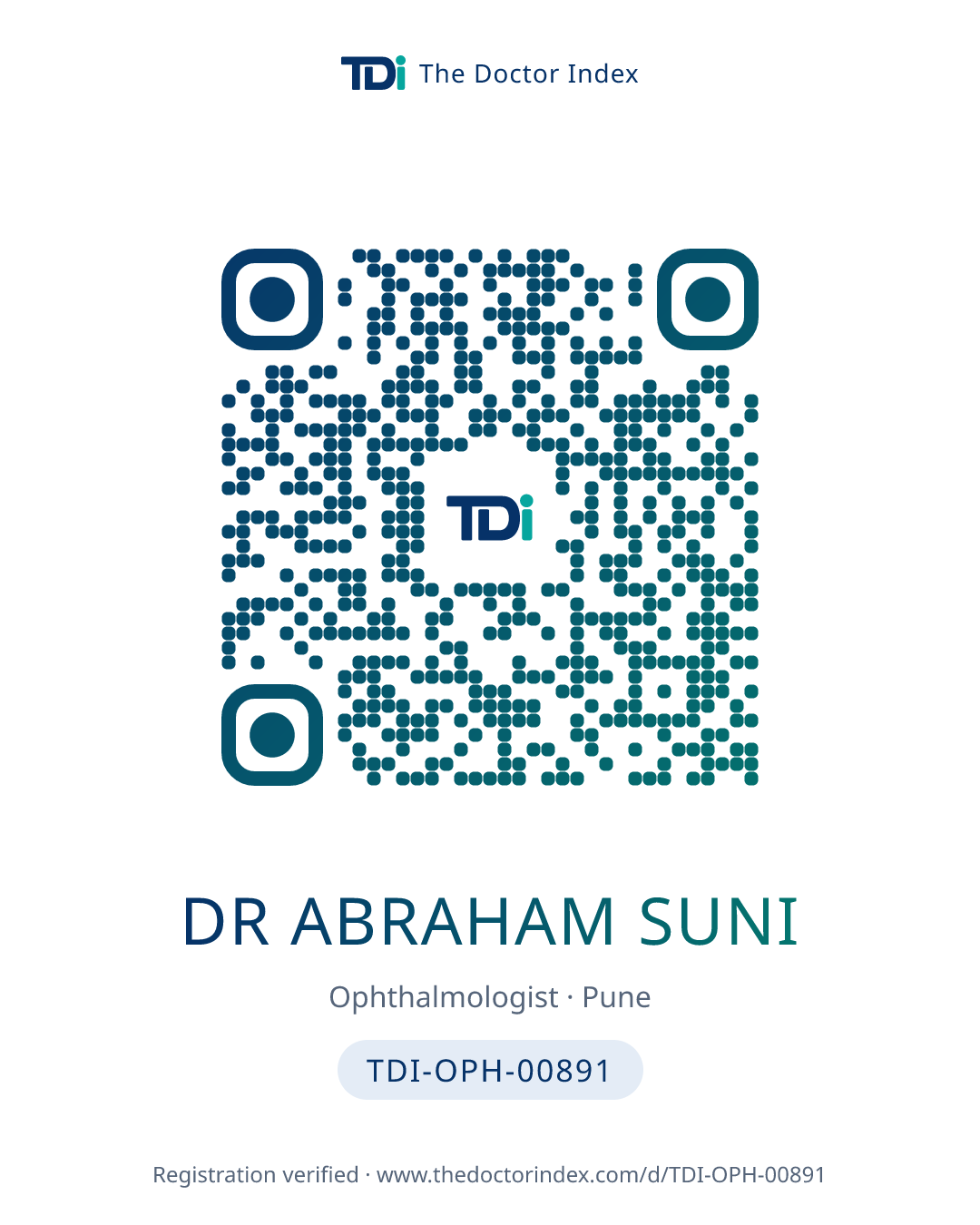 QR card for Dr Abraham Suni, TDI-OPH-00891