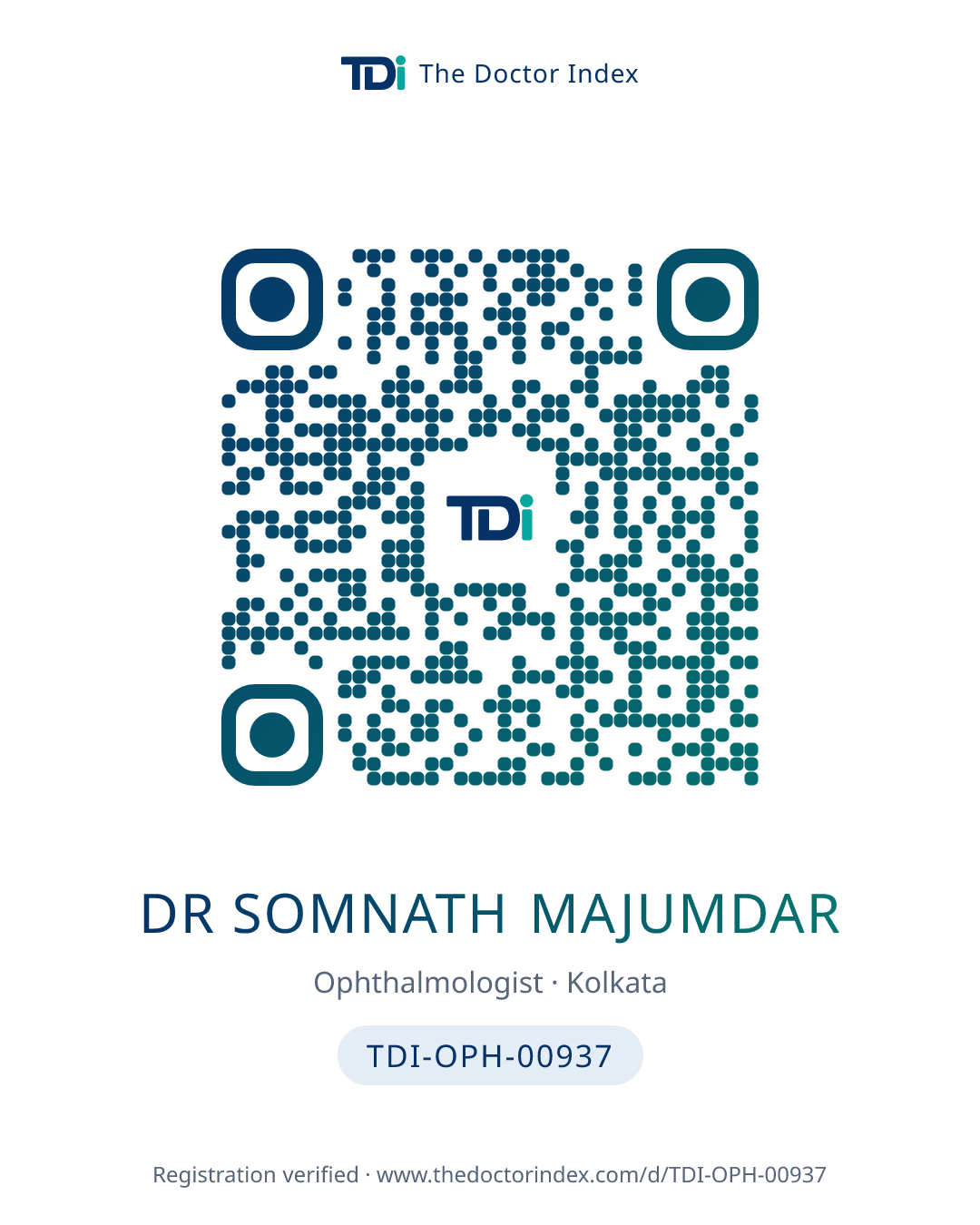 QR card for Dr Somnath Majumdar, TDI-OPH-00937