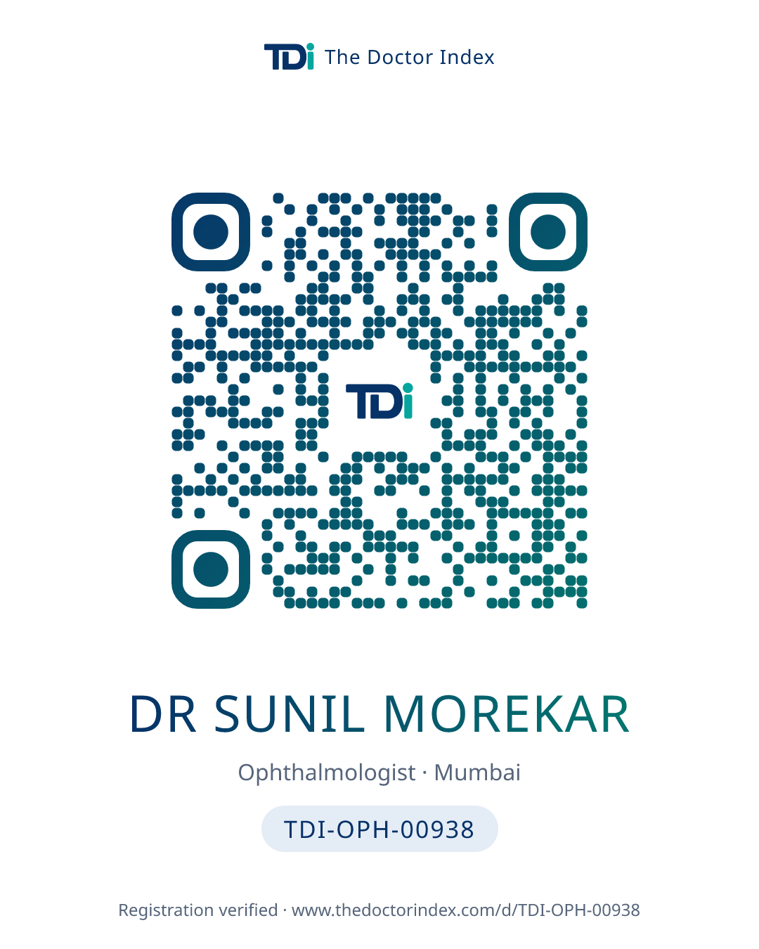 QR card for Dr Sunil Morekar, TDI-OPH-00938