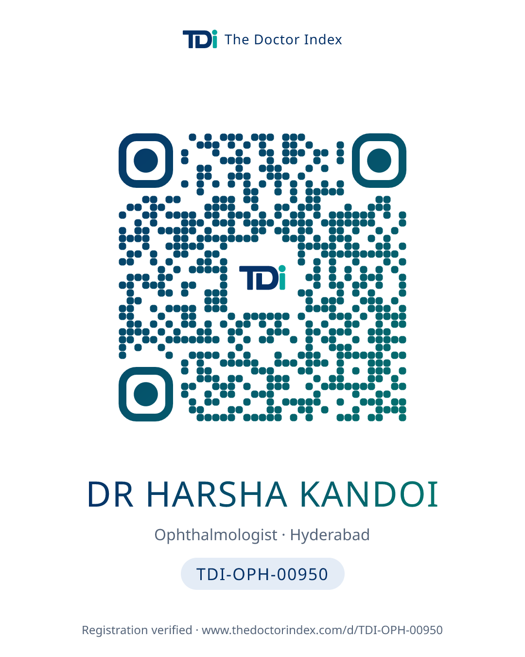 QR card for Dr Harsha Kandoi, TDI-OPH-00950