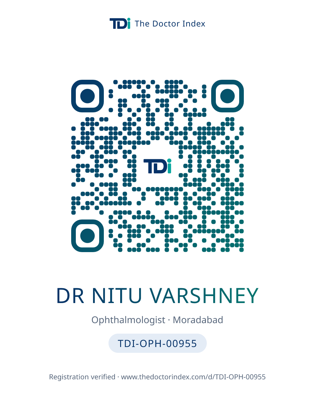 QR card for Dr Nitu Varshney, TDI-OPH-00955