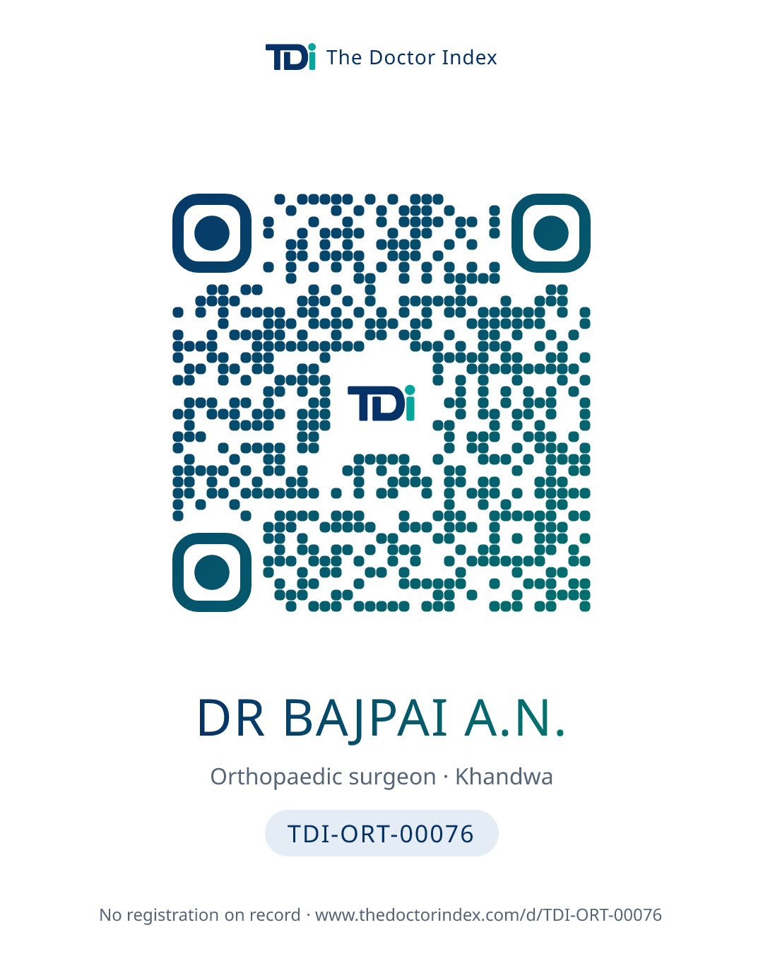 QR card for Dr Bajpai A.N., TDI-ORT-00076