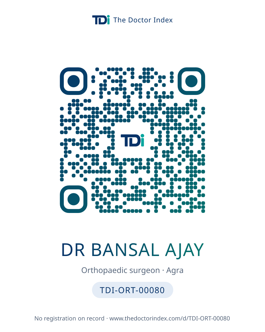 QR card for Dr Bansal Ajay, TDI-ORT-00080