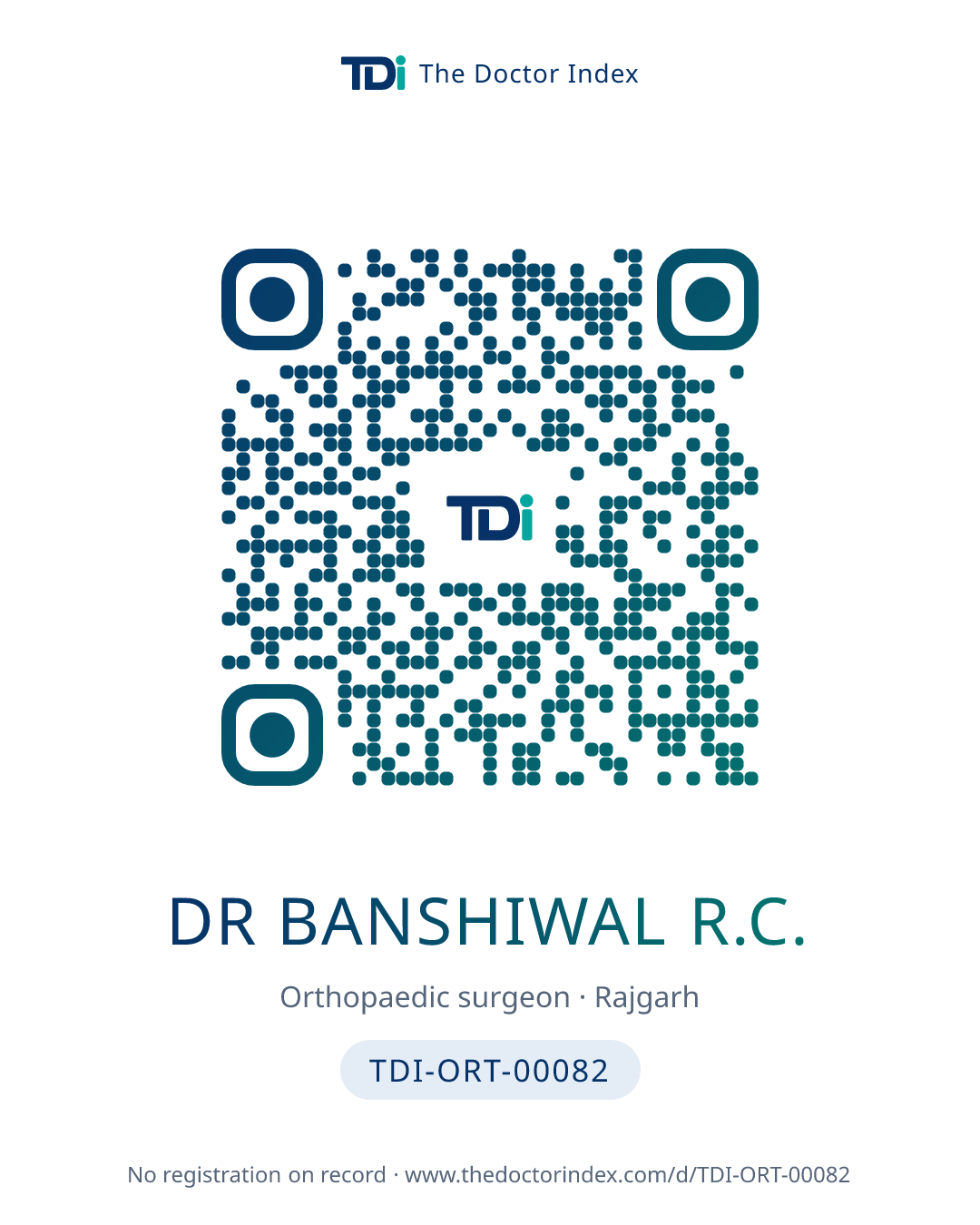 QR card for Dr Banshiwal R.C., TDI-ORT-00082