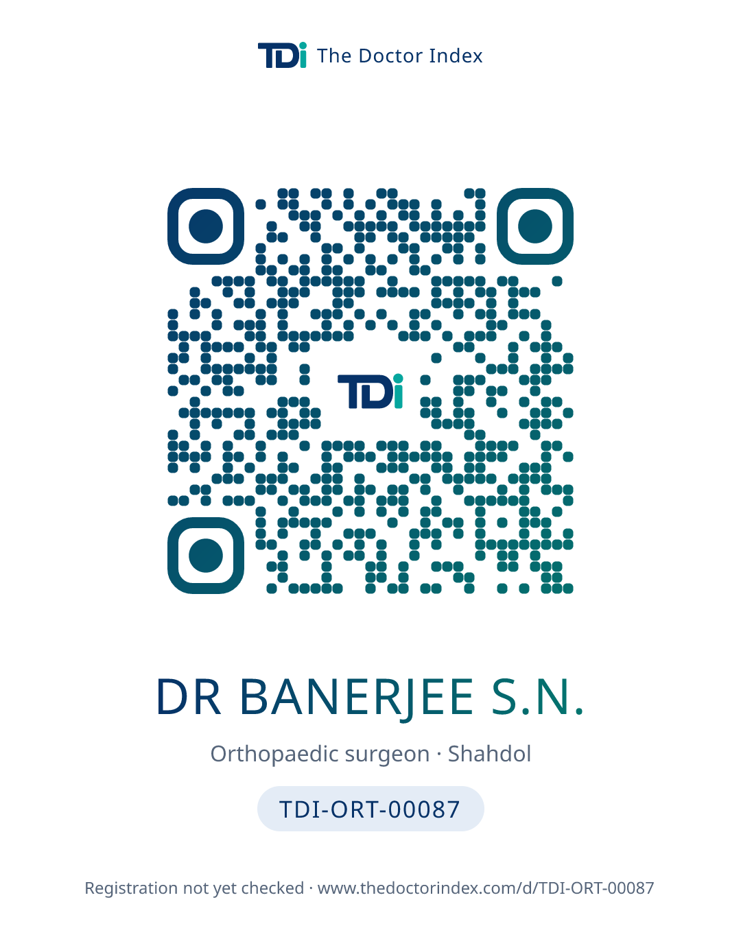 QR card for Dr Banerjee S.N., TDI-ORT-00087