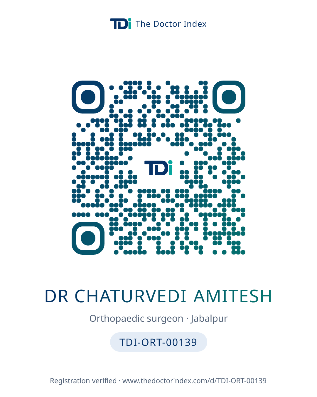 QR card for Dr Chaturvedi Amitesh, TDI-ORT-00139