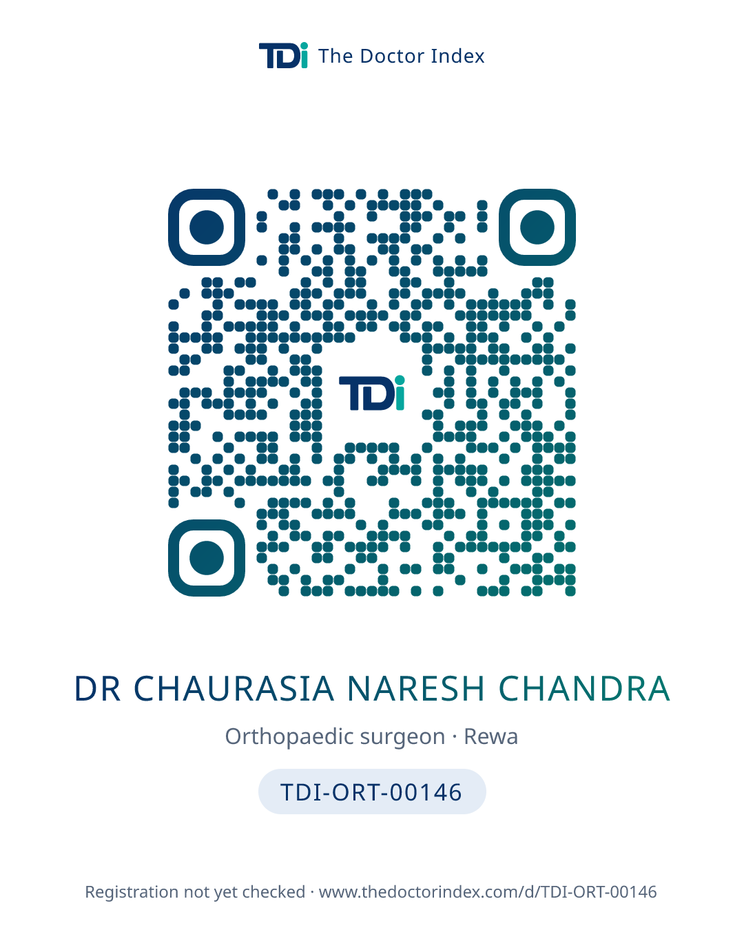 QR card for Dr Chaurasia Naresh Chandra, TDI-ORT-00146
