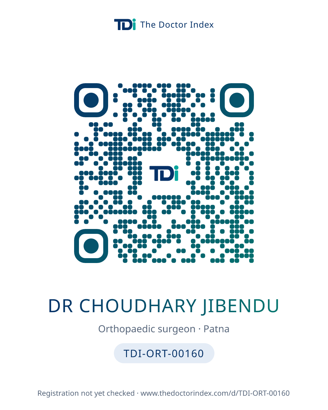 QR card for Dr Choudhary Jibendu, TDI-ORT-00160