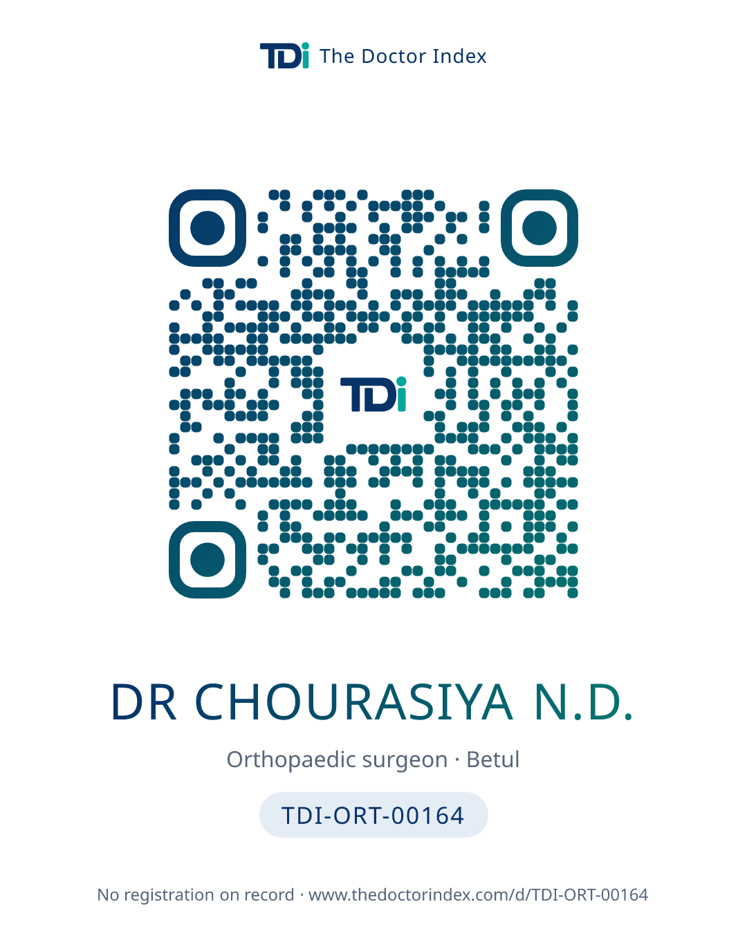 QR card for Dr Chourasiya N.D., TDI-ORT-00164