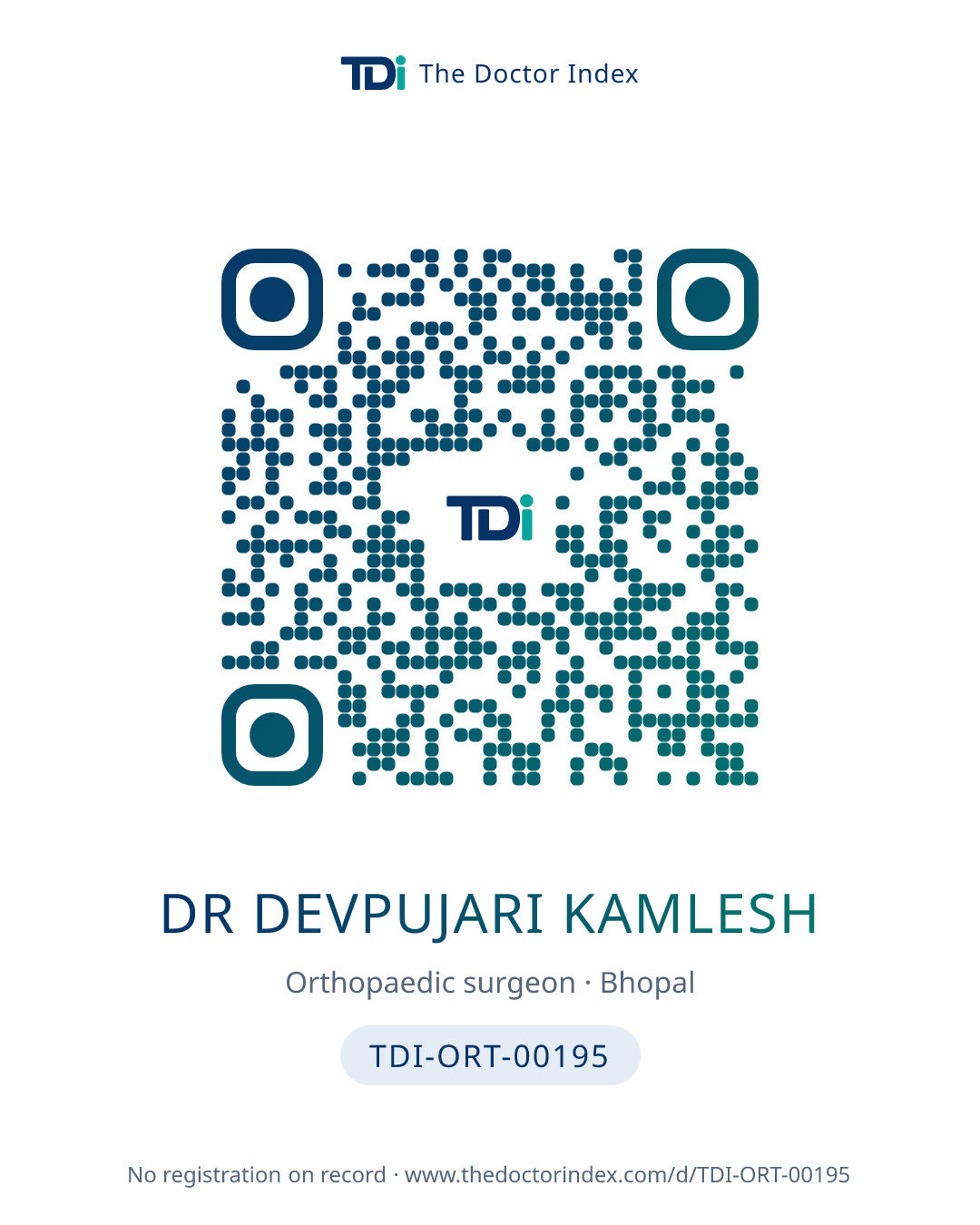 QR card for Dr Devpujari Kamlesh, TDI-ORT-00195