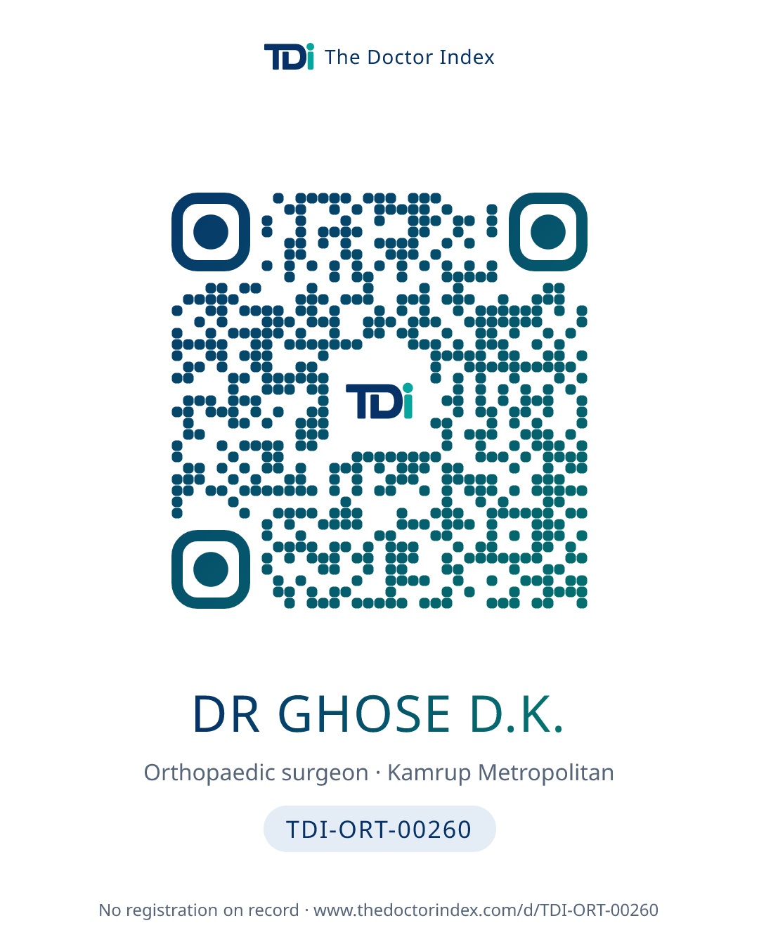 QR card for Dr Ghose D.K., TDI-ORT-00260