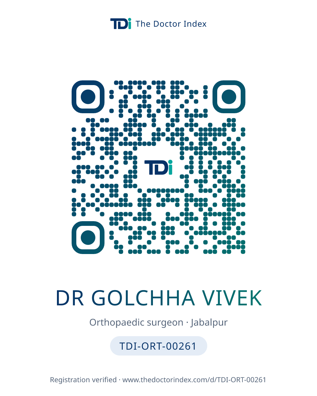 QR card for Dr Golchha Vivek, TDI-ORT-00261