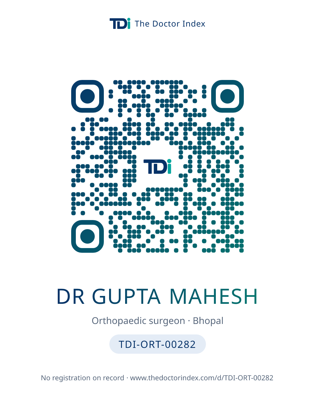 QR card for Dr Gupta Mahesh, TDI-ORT-00282