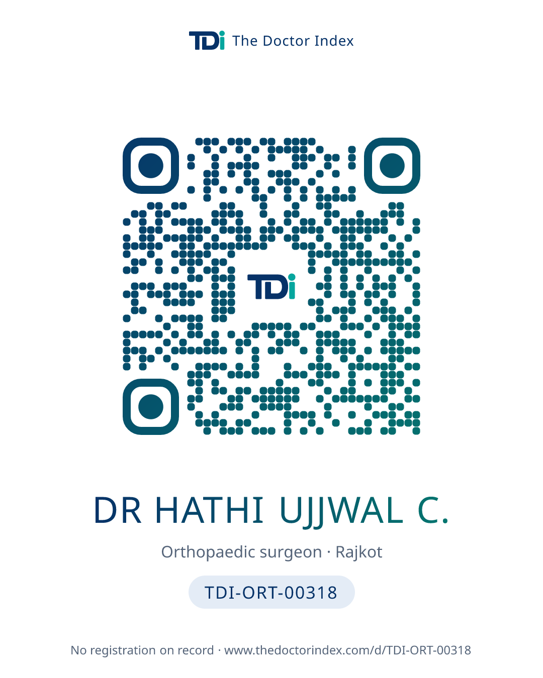 QR card for Dr Hathi Ujjwal C., TDI-ORT-00318