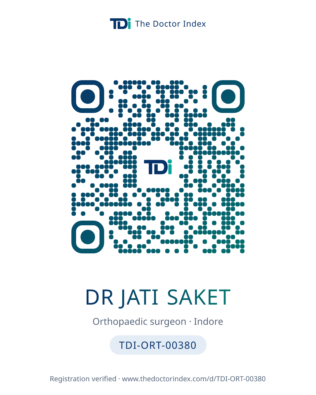 QR card for Dr Jati Saket, TDI-ORT-00380