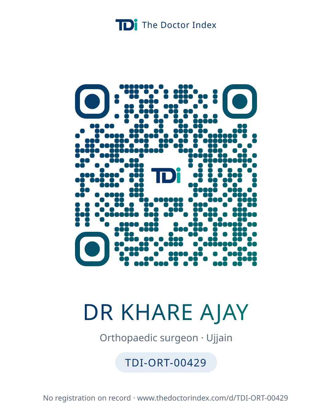 QR card for Dr Khare Ajay, TDI-ORT-00429