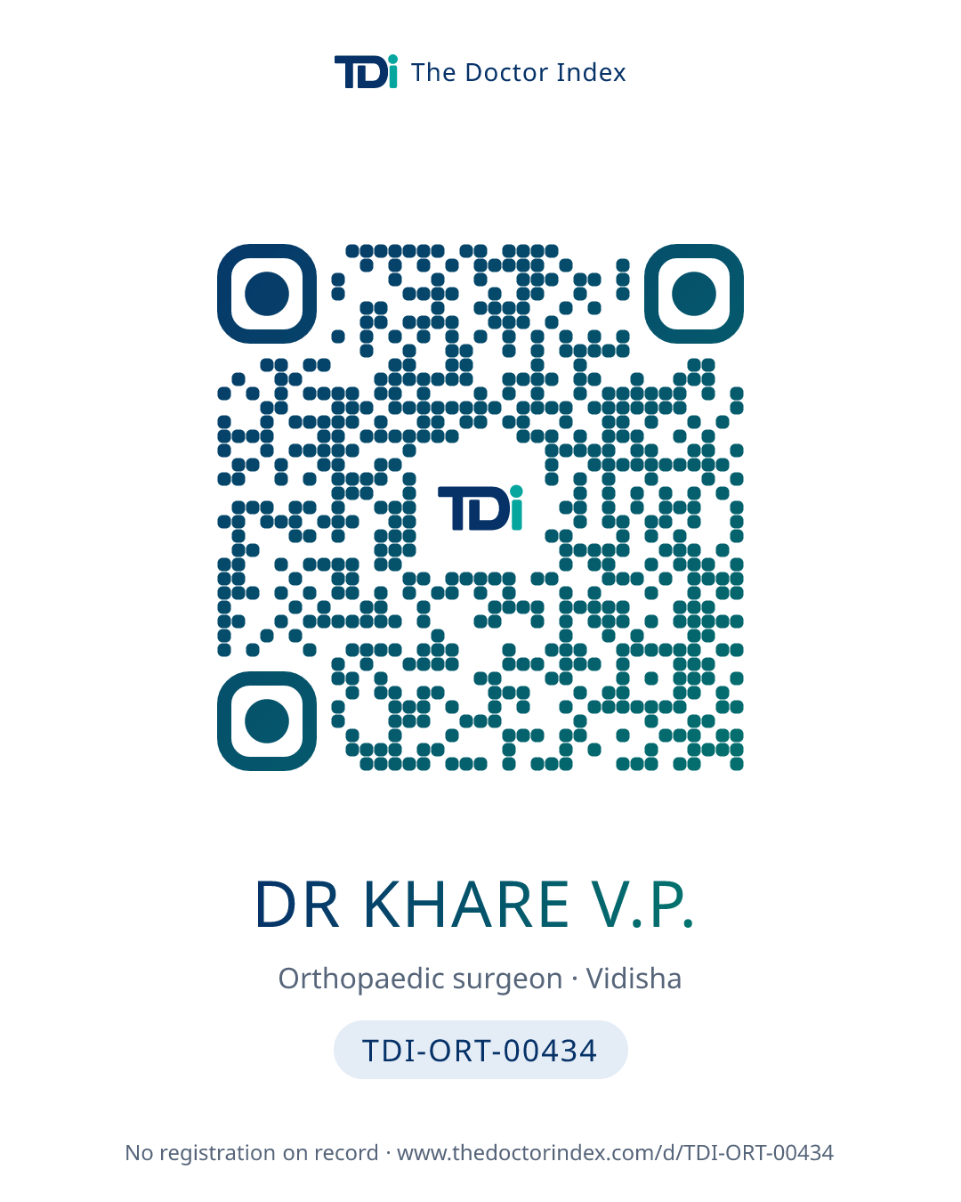 QR card for Dr Khare V.P., TDI-ORT-00434