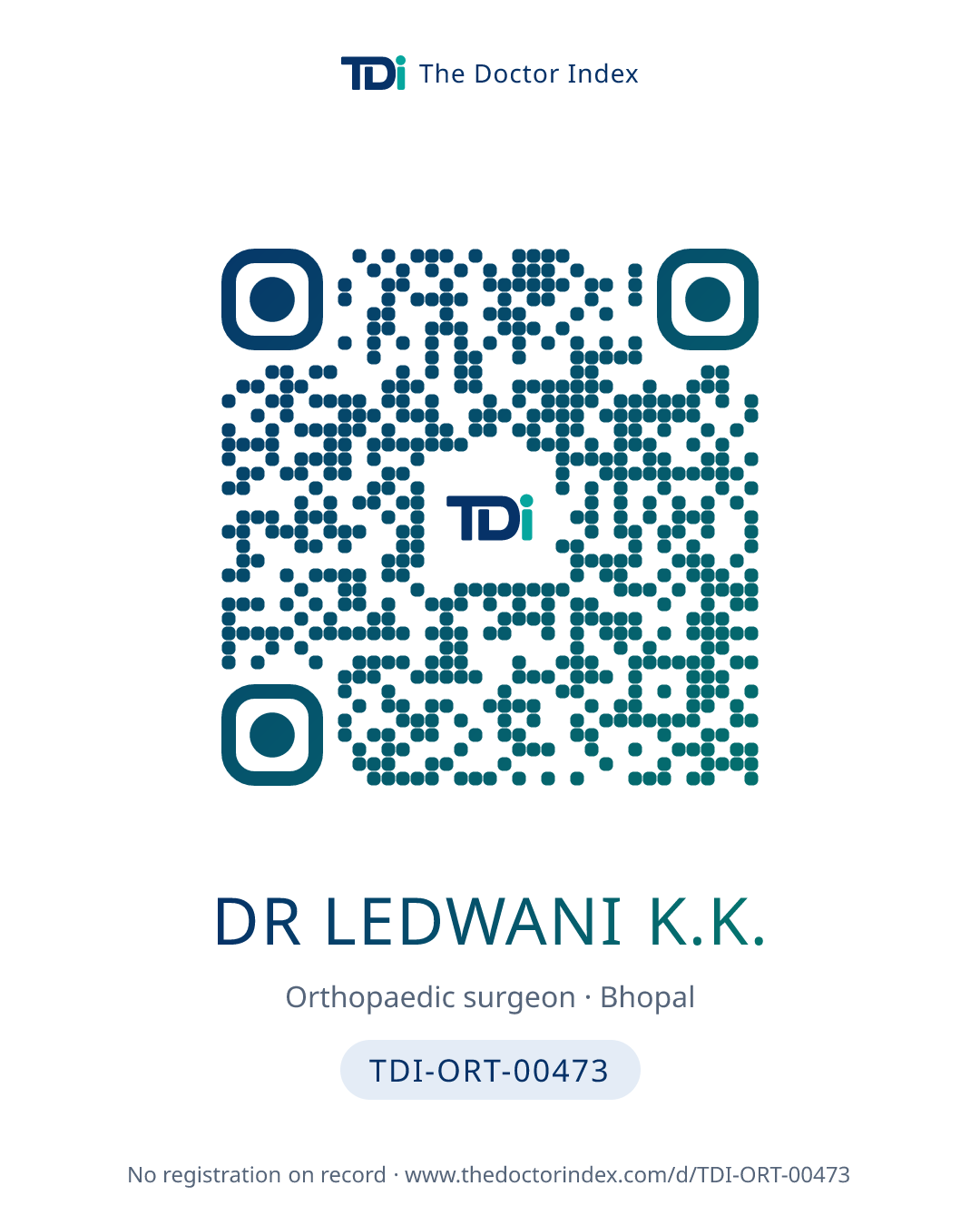 QR card for Dr Ledwani K.K., TDI-ORT-00473