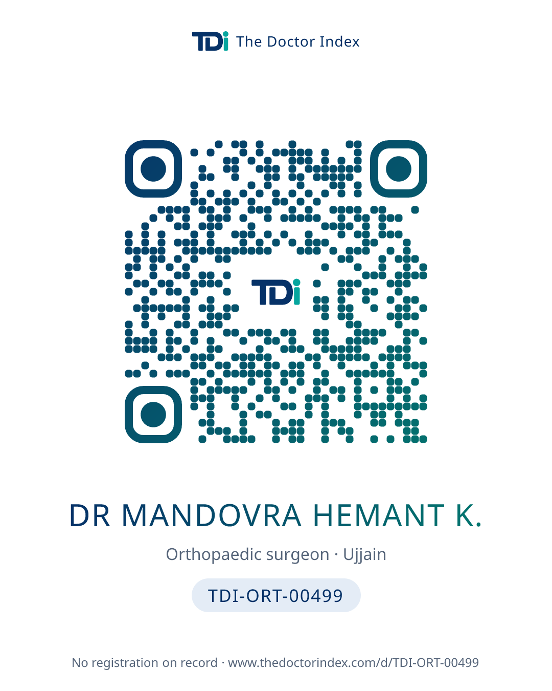 QR card for Dr Mandovra Hemant K., TDI-ORT-00499