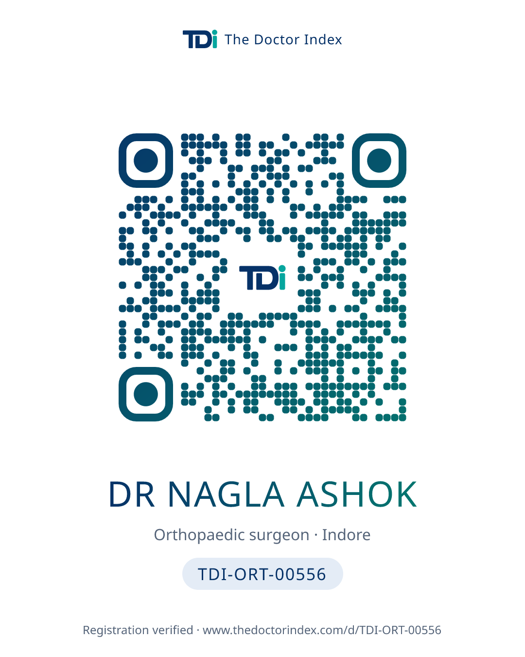 QR card for Dr Nagla Ashok, TDI-ORT-00556