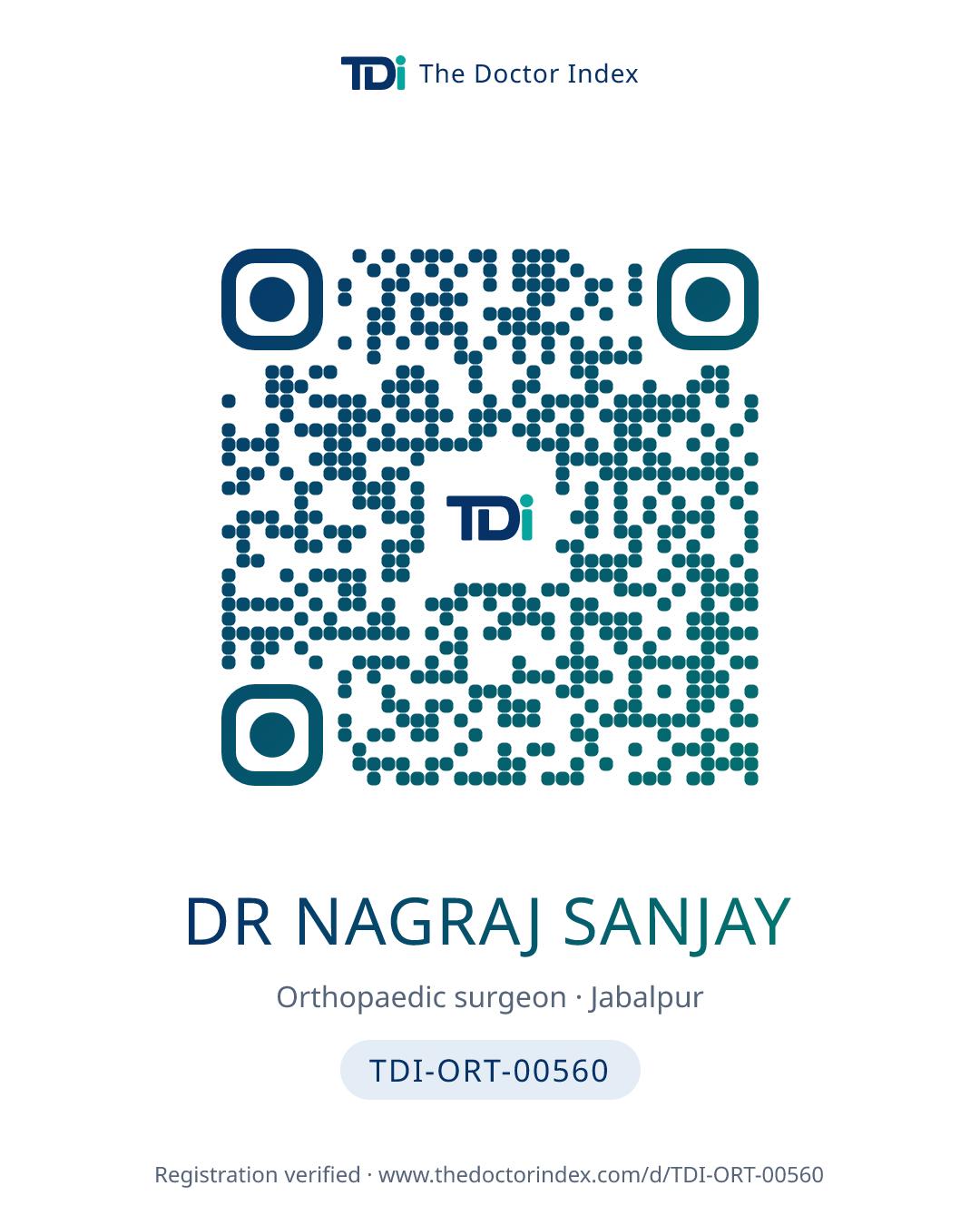 QR card for Dr Nagraj Sanjay, TDI-ORT-00560