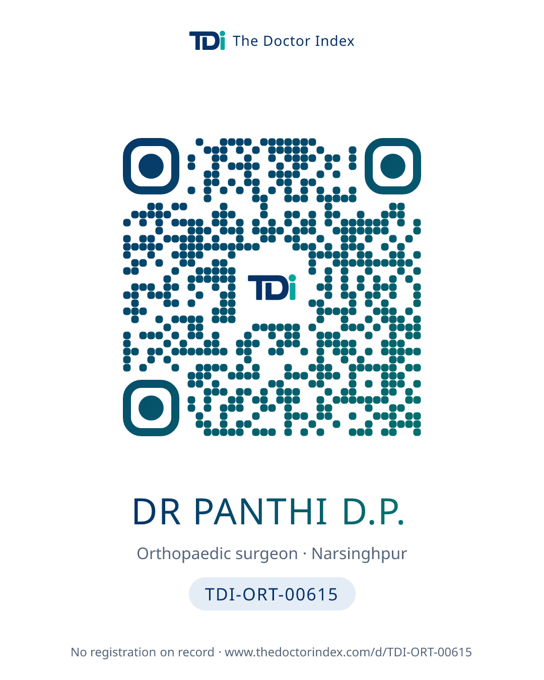 QR card for Dr Panthi D.P., TDI-ORT-00615