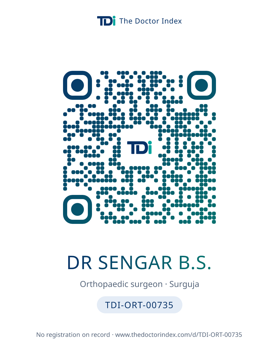 QR card for Dr Sengar B.S., TDI-ORT-00735