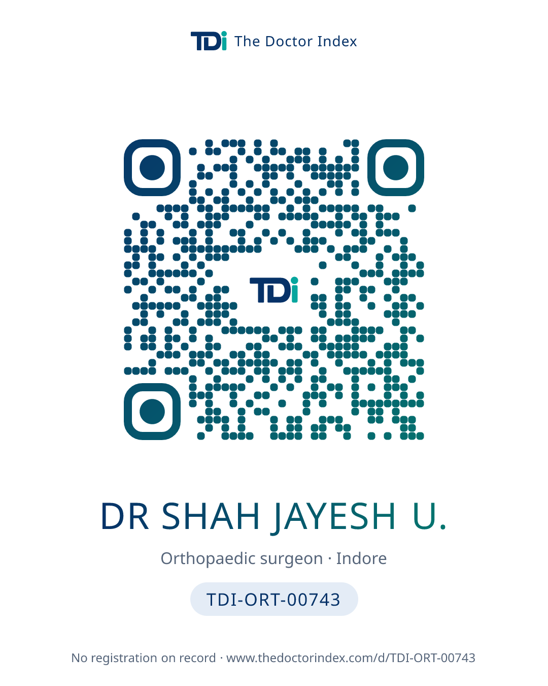 QR card for Dr Shah Jayesh U., TDI-ORT-00743