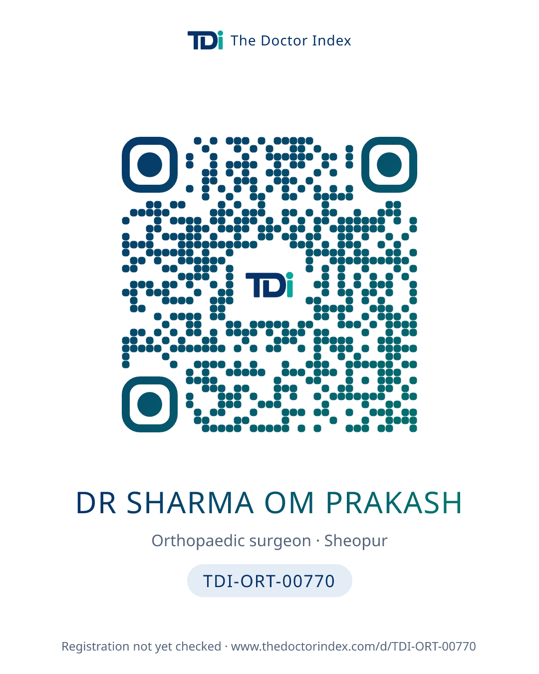 QR card for Dr Sharma Om Prakash, TDI-ORT-00770