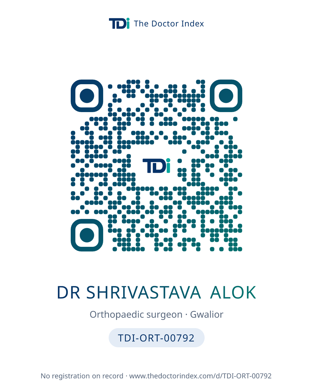 QR card for Dr Shrivastava Alok, TDI-ORT-00792