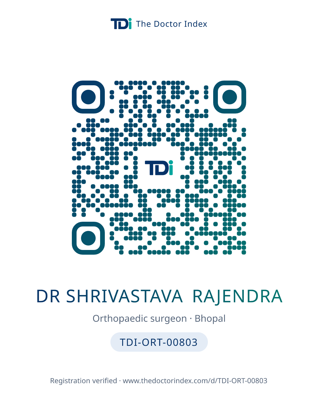 QR card for Dr Shrivastava Rajendra, TDI-ORT-00803
