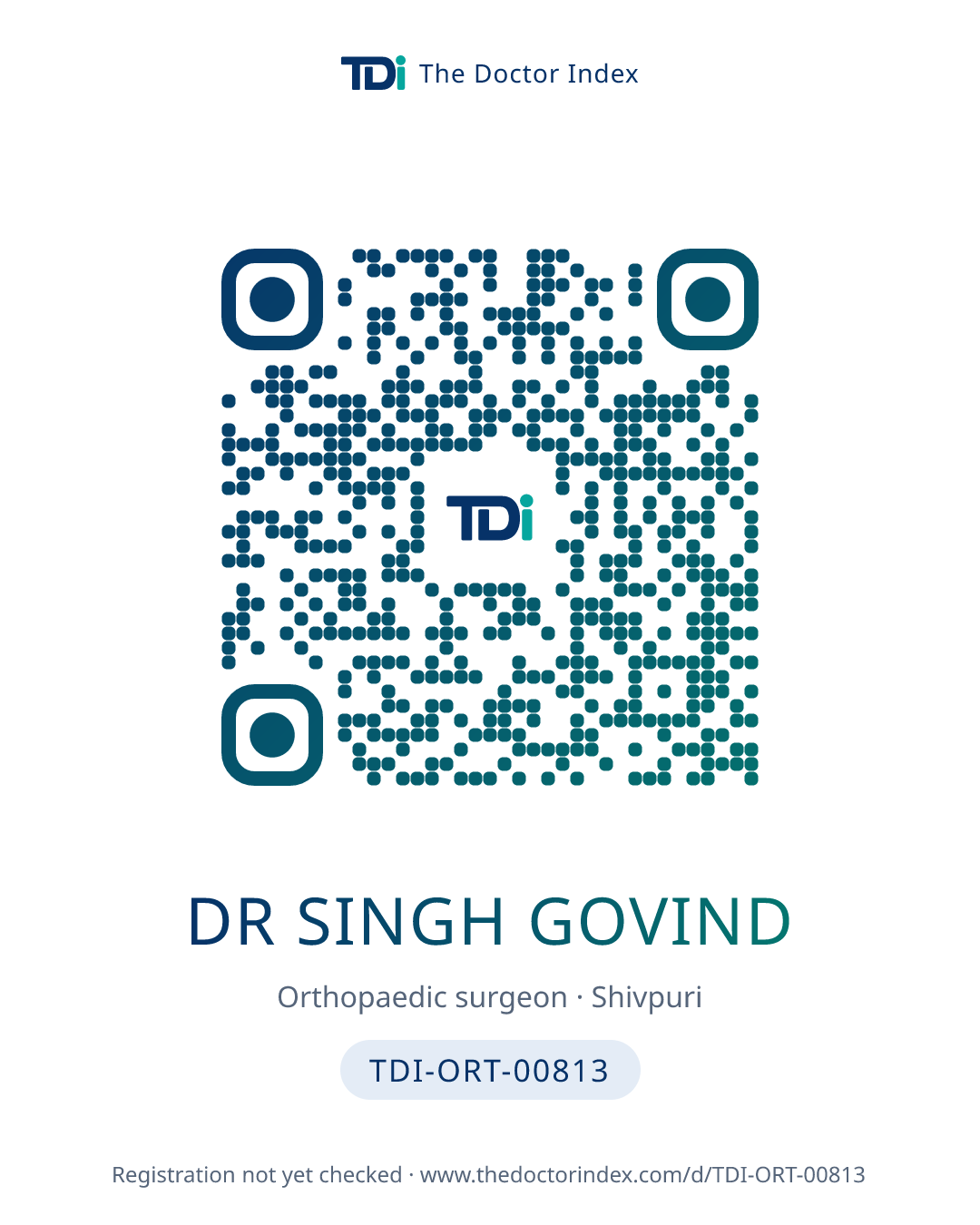 QR card for Dr Singh Govind, TDI-ORT-00813