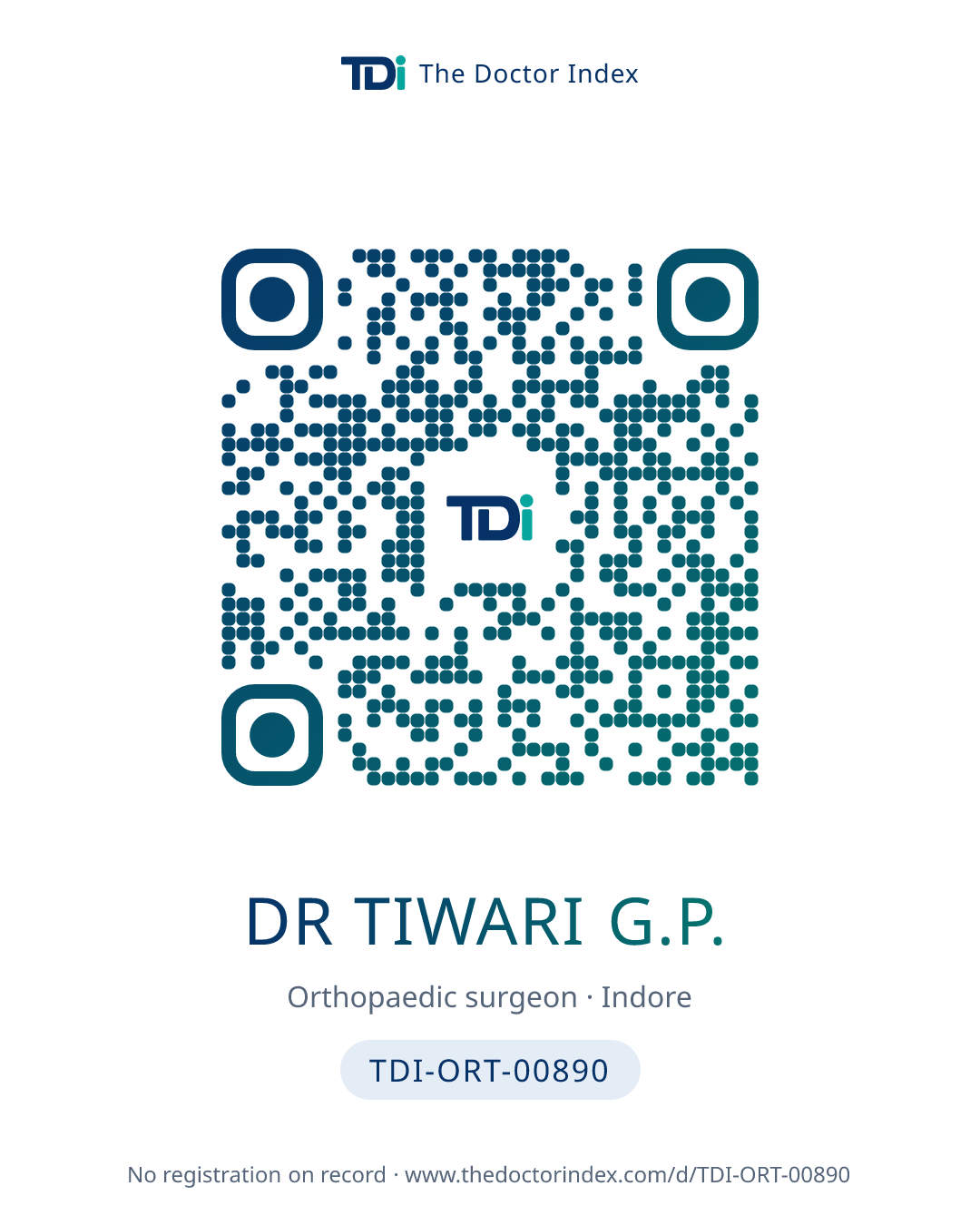 QR card for Dr Tiwari G.P., TDI-ORT-00890