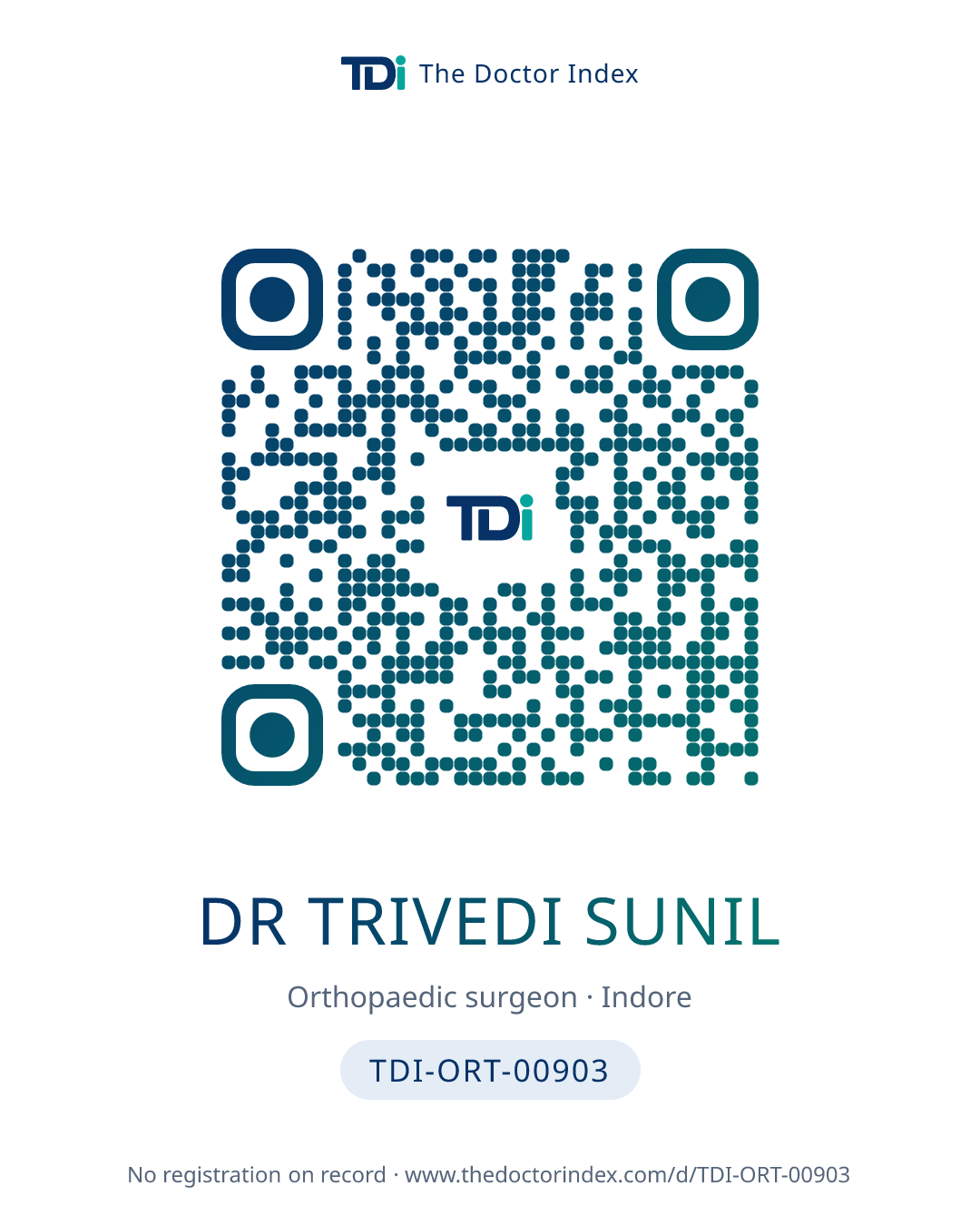 QR card for Dr Trivedi Sunil, TDI-ORT-00903