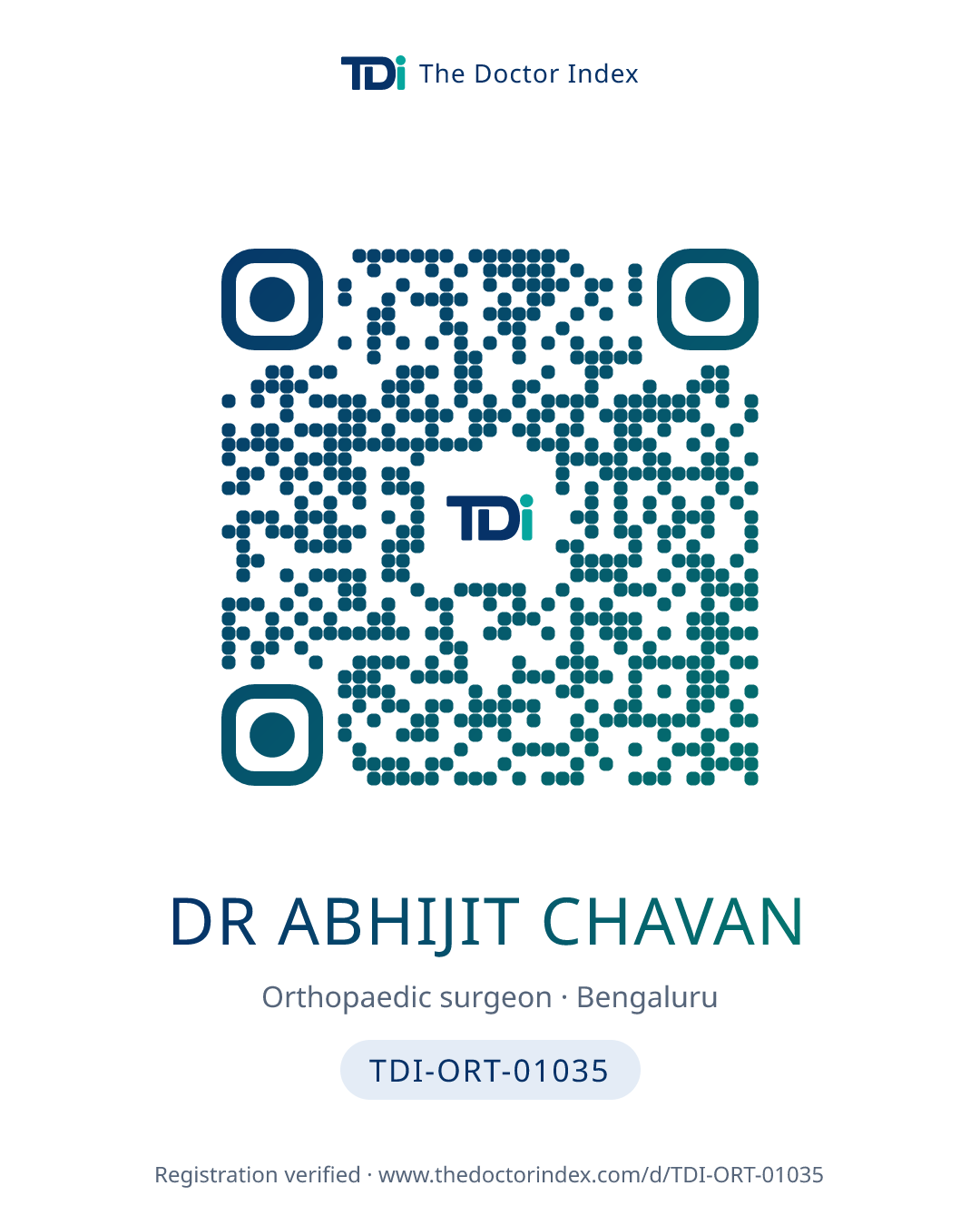 QR card for Dr Abhijit Chavan, TDI-ORT-01035