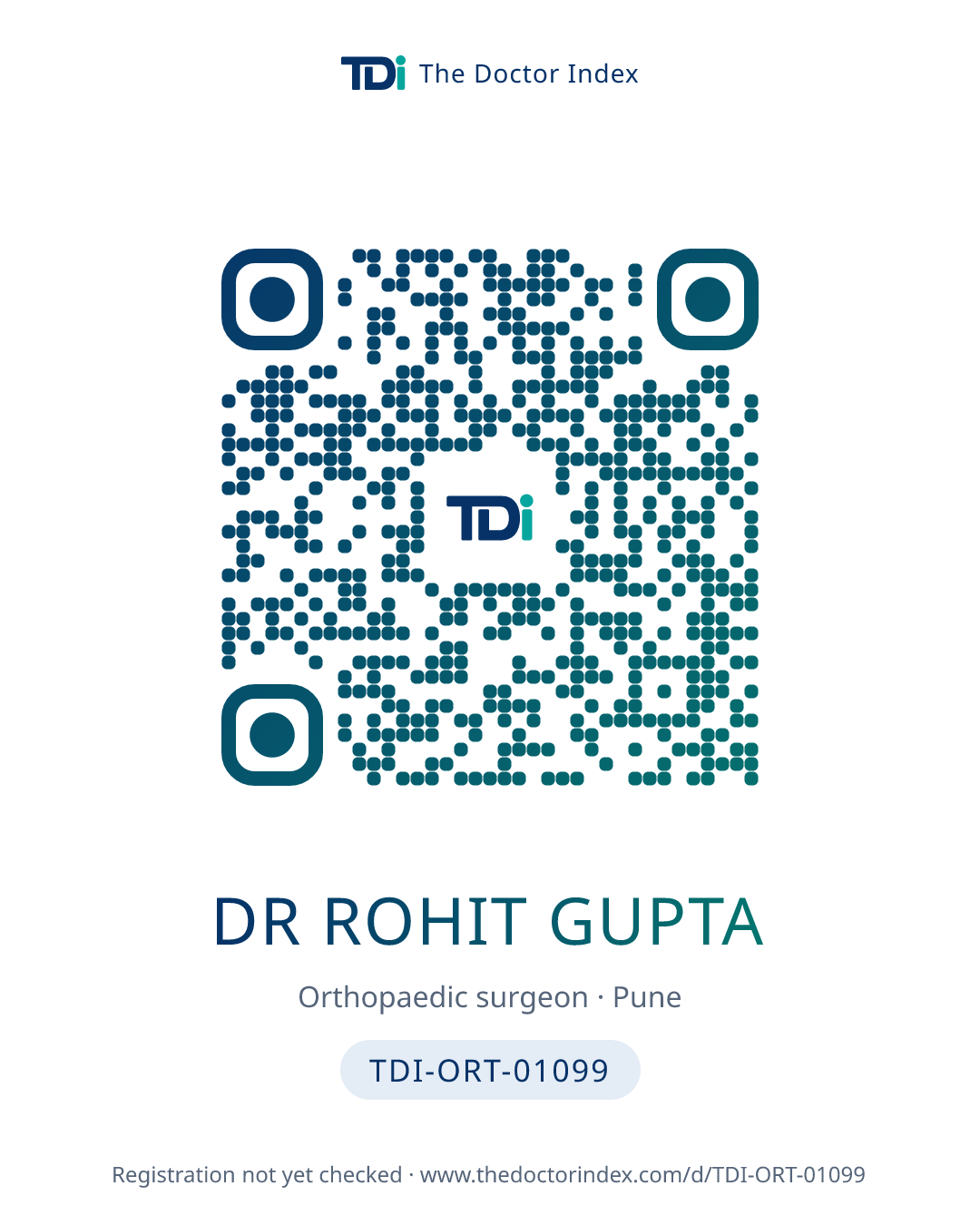 QR card for Dr Rohit Gupta, TDI-ORT-01099