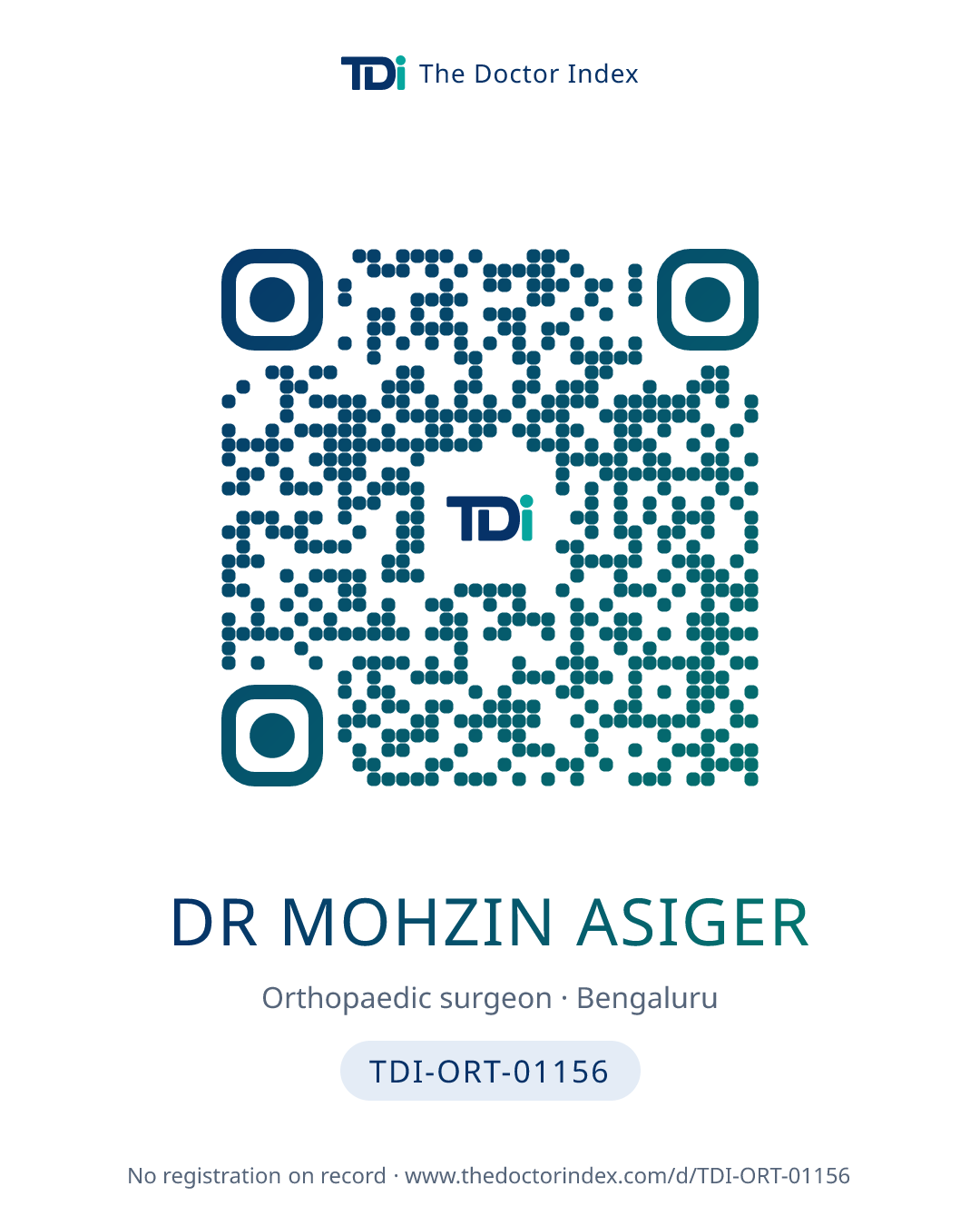QR card for Dr Mohzin Asiger, TDI-ORT-01156