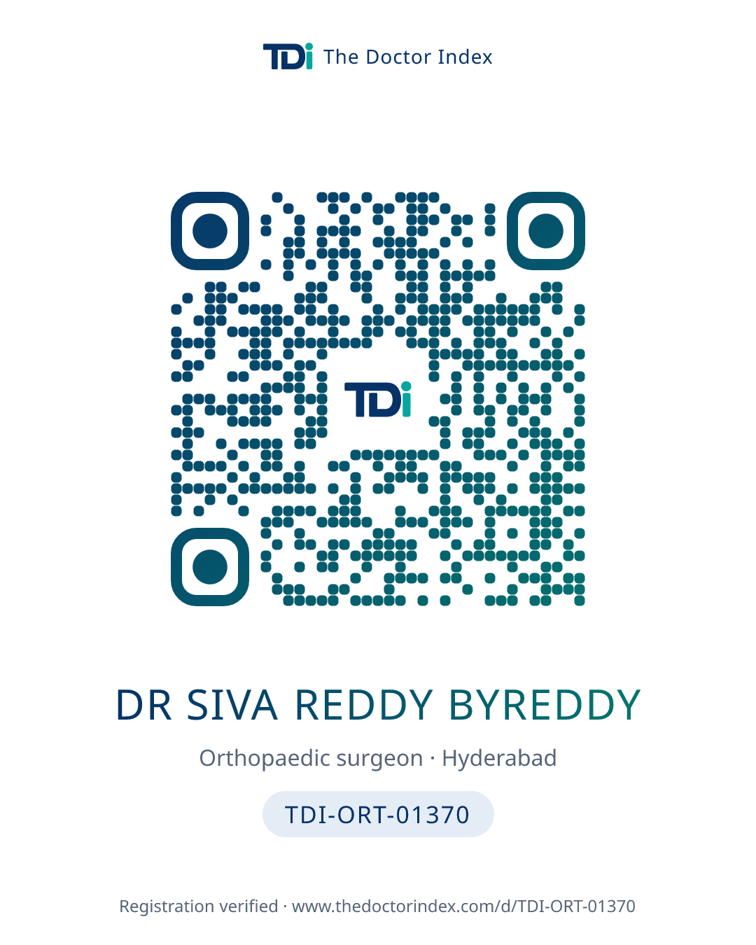 QR card for Dr Siva Reddy Byreddy, TDI-ORT-01370