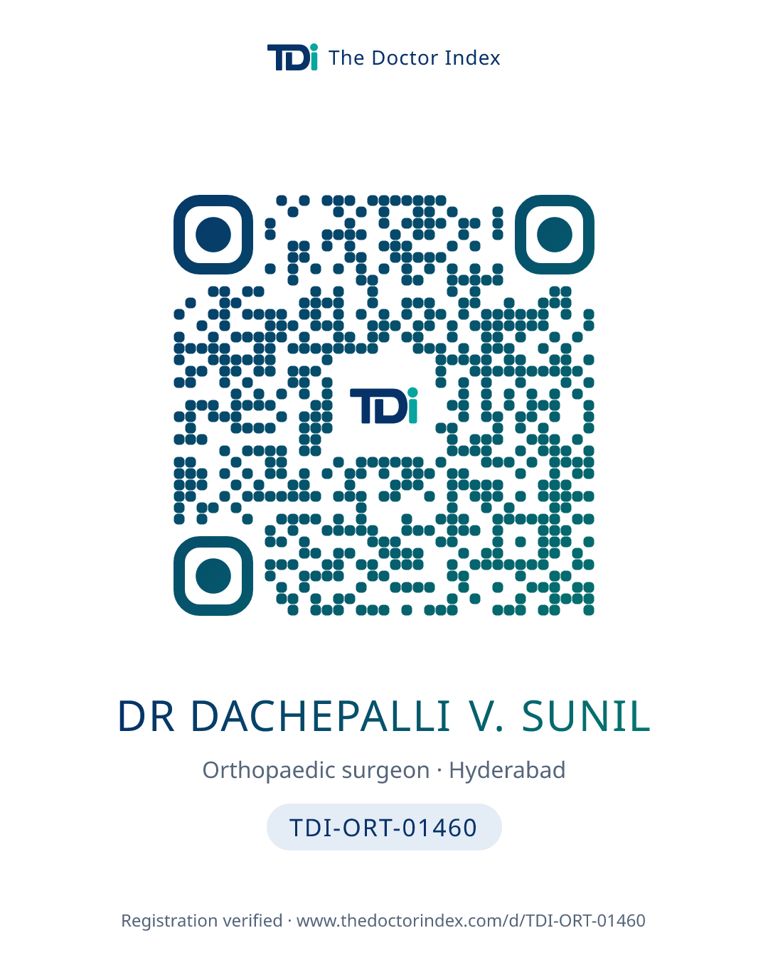 QR card for Dr Dachepalli V. Sunil, TDI-ORT-01460