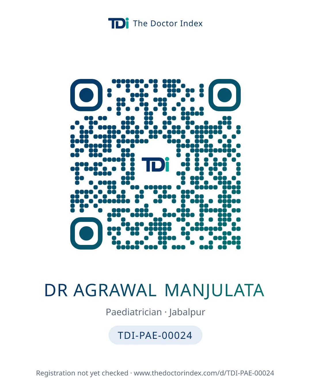 QR card for Dr Agrawal Manjulata, TDI-PAE-00024