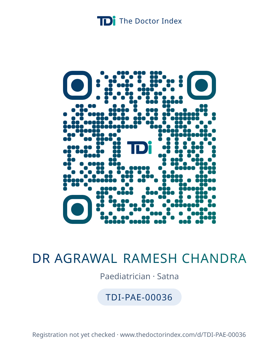 QR card for Dr Agrawal Ramesh Chandra, TDI-PAE-00036