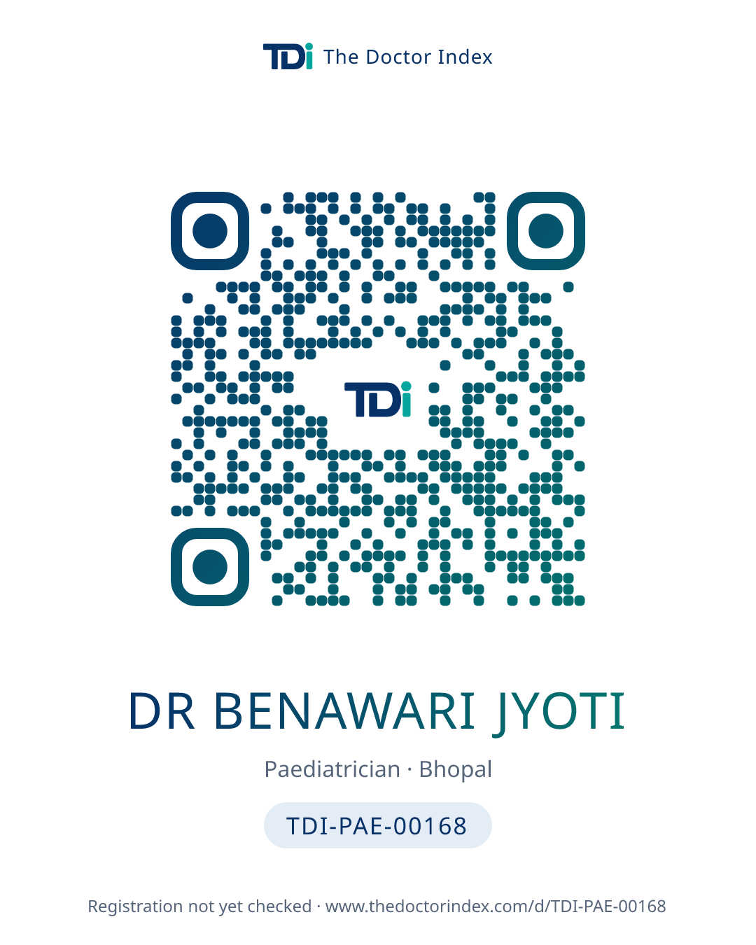 QR card for Dr Benawari Jyoti, TDI-PAE-00168