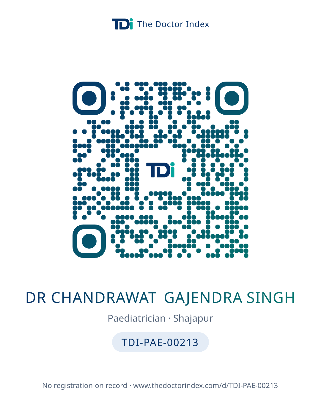 QR card for Dr Chandrawat Gajendra Singh, TDI-PAE-00213