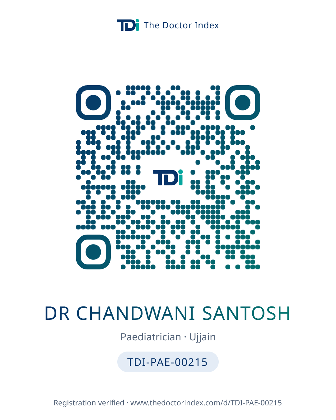 QR card for Dr Chandwani Santosh, TDI-PAE-00215