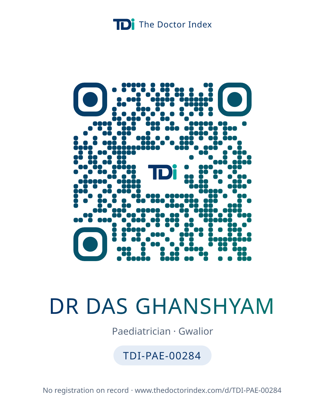 QR card for Dr Das Ghanshyam, TDI-PAE-00284