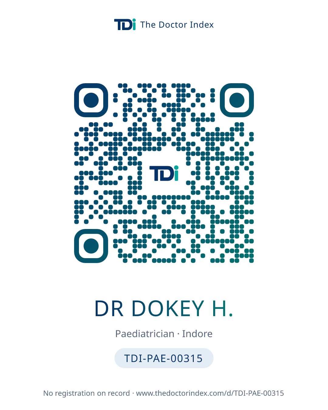 QR card for Dr Dokey H., TDI-PAE-00315